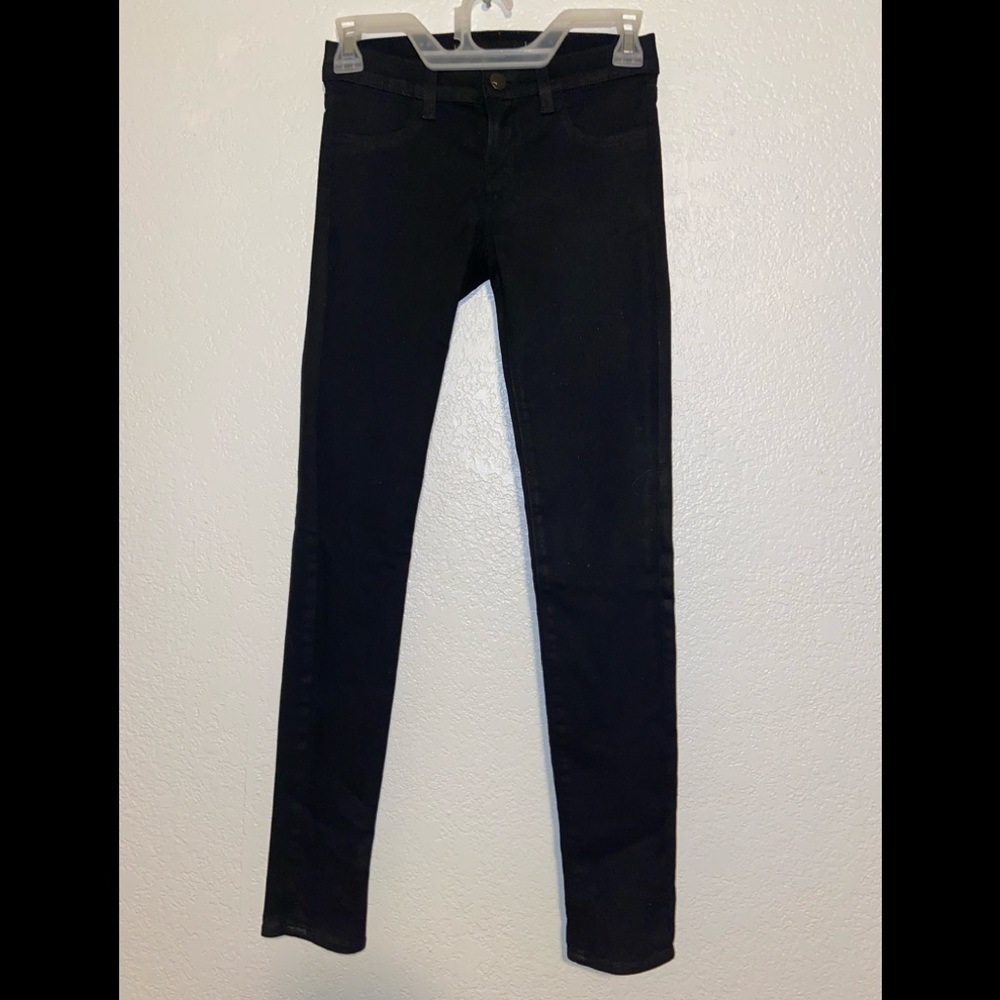 J Brand • Super Skinny 901 Coated Jeans Size 23 color is Steal/Black